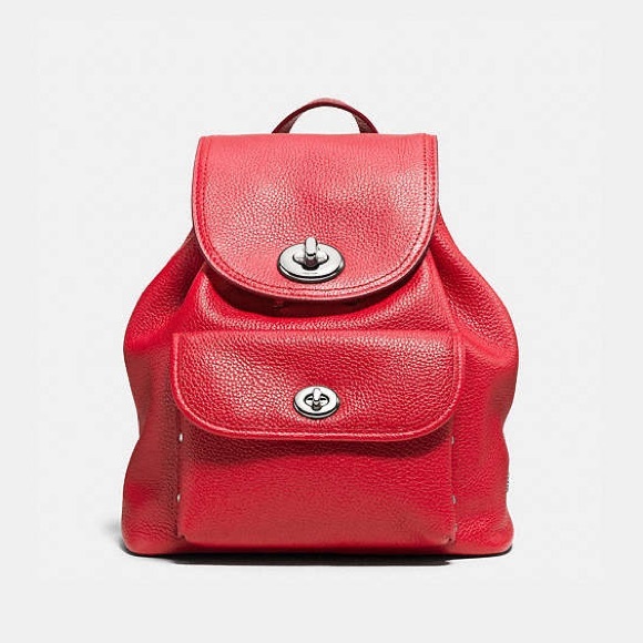 Coach Handbags - 🔥🔥🔥Coach Mini Turnlock Rucksack Red Leather Backpack